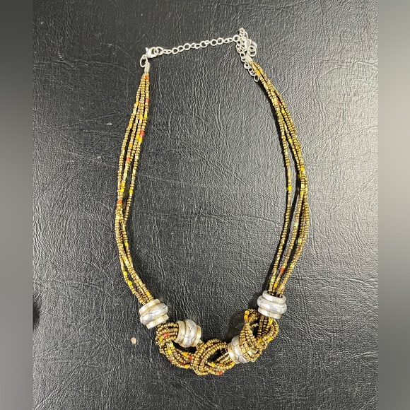 Gold & silver toned multi-strand necklace - Picture 2 of 4